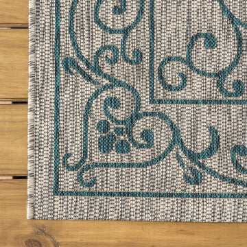 Charleston Vintage Filigree Textured Weave Indoor/outdoor Octagon Rug